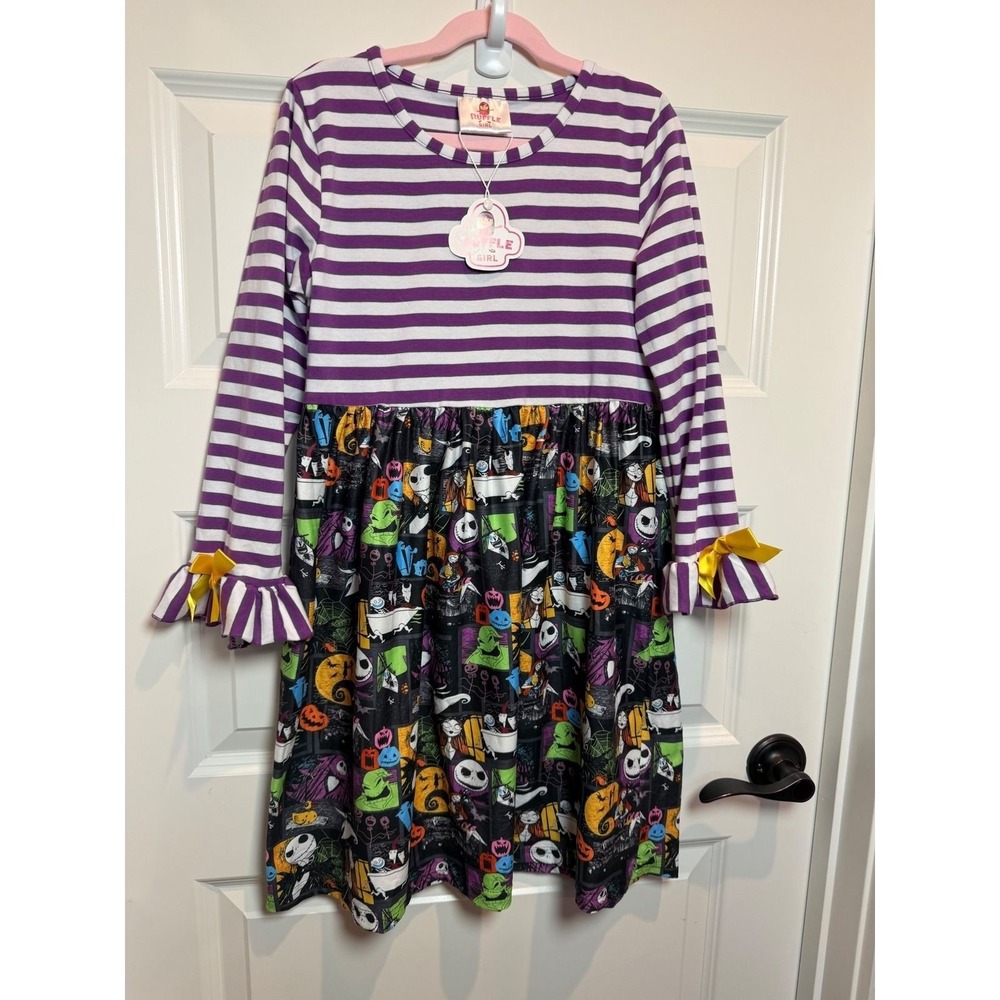 Ruffle Girl Nightmare Before Christmas Striped Ruffle Dress Black 4XL NWT 10